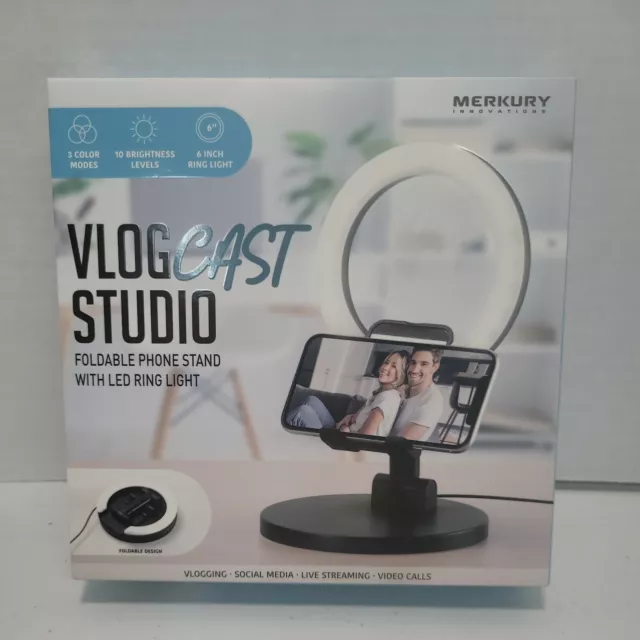 Merkury Vlog Cast Studio Kit Remote Stand & LED Ring Light NEW For Livestream!!