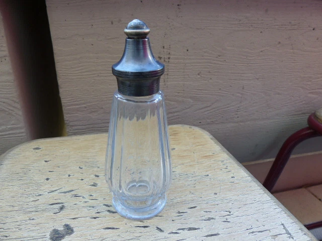 Sucrier Saupoudreuse En Verre Et Métal Argenté - Design XXème - France