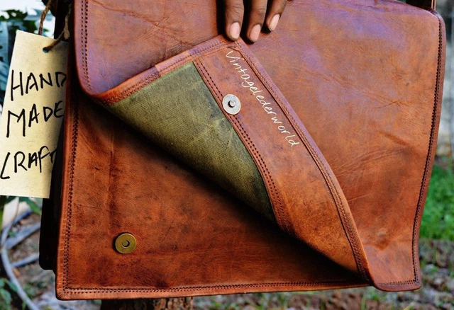 New Genuine Brown Leather Mens Business Messenger Shoulder Bag Cross Body Purse