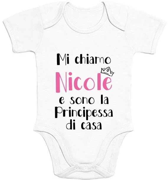 Body Pagliaccetto Neonato personalizzato con nome principessa di casa gravidanza