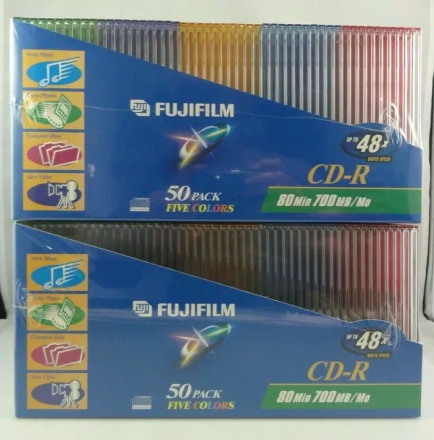 2 Sealed 50 Packs Fujifilm CD-R 80 Min 700MB / MO Recordable Music Photos Video