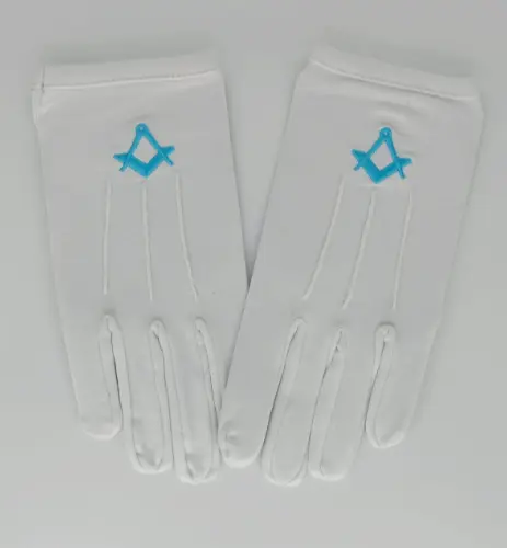 Quality Regalia 100% Cotton White Craft Masonic SQCompass Lodge Gloves BRAND NEw