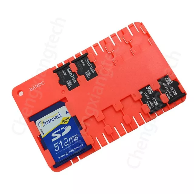 11 Slots Orange Memory Card Carrying Case Storage Holder for Micro SD SDHC SDXC