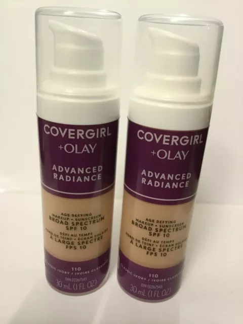 2 X Covergirl Advanced Radiance With Olay Age Defying Make Up 110 CLASSIC IVORY