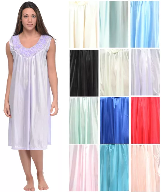 Casual Nights Women's Sleeveless Flower Satin Nightgown