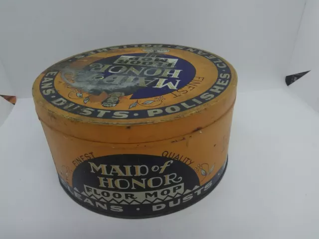 Advertising Tin Can Sears & Roebuck & Co. Maid Of Honor Oil Dusting Mop 1940’s 3