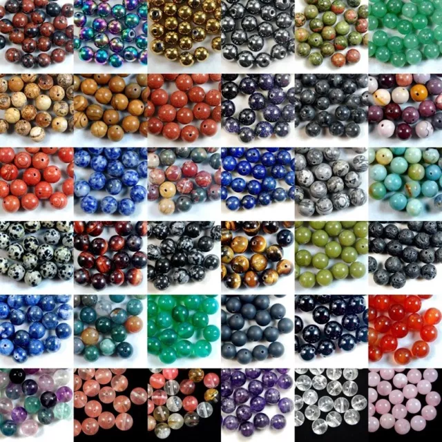 Wholesale Lot Natural Gemstone Round Spacer Loose Beads 6mm 8mm 10mm 12mm
