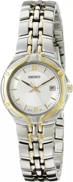 Seiko SXD646 Two Tone White Date Dial Womens Classic Dress Watch