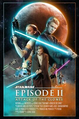 2002 Star Wars Episode II Attack Of The Clones Movie Poster Print Anakin & Padme