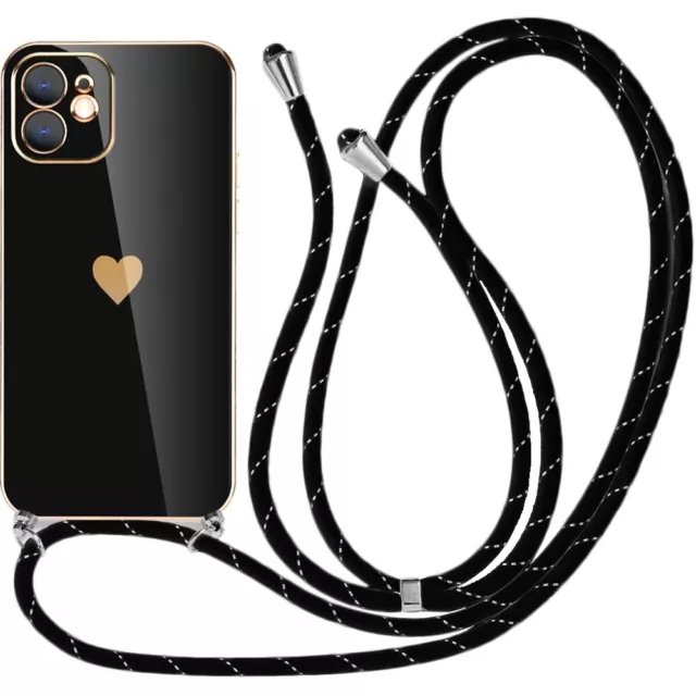 Coque Collier pour iPhone 14,13 ,12 Pro Max Protection TPU Souple avec Cordon