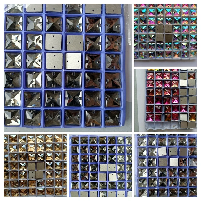 50 x Square Cabochons.  Various Sizes & Colours. Jewellery/Crafting. UK Seller