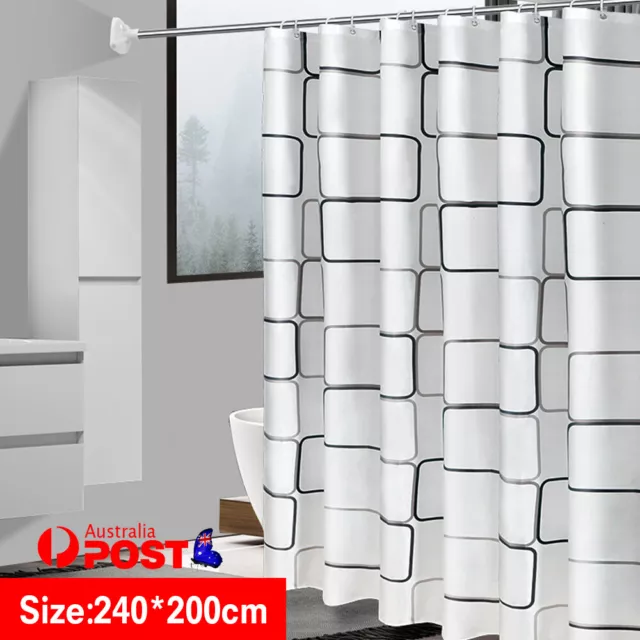 Waterproof Shower Curtain PEVA Mildew Proof Bathroom 240X200CM Privacy Curtains