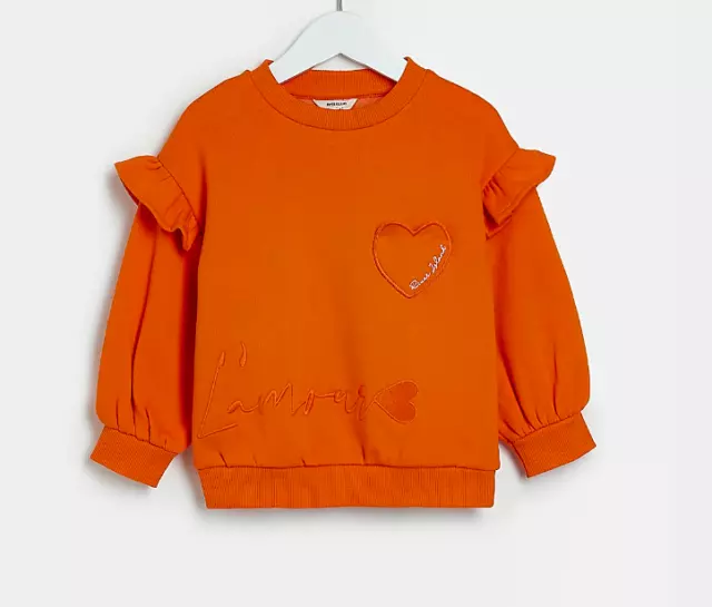 MINI FELPA CON DETTAGLIO CUORE ARANCIONE RAGAZZA taglia 18 - 24 mesi (315)