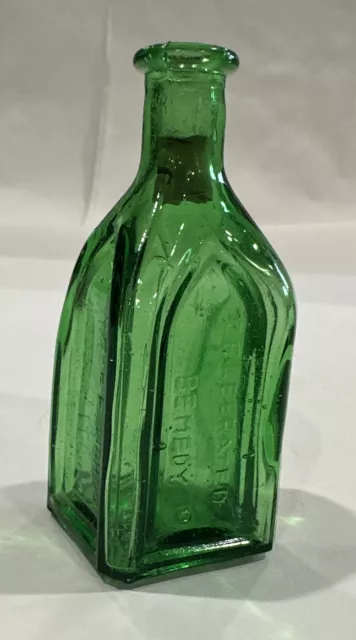 Vintage Celebrated Remedy Cathedral Brand w/ Cork, Green Glass Made in Taiwan 3”