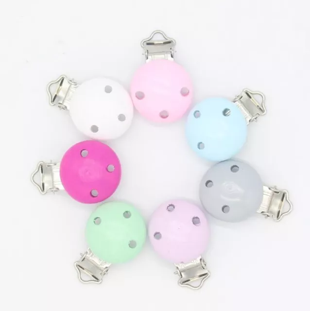 5pcs Baby Pacifier Clip Safety Wooden Teether Accessories Soother Clasps Holders