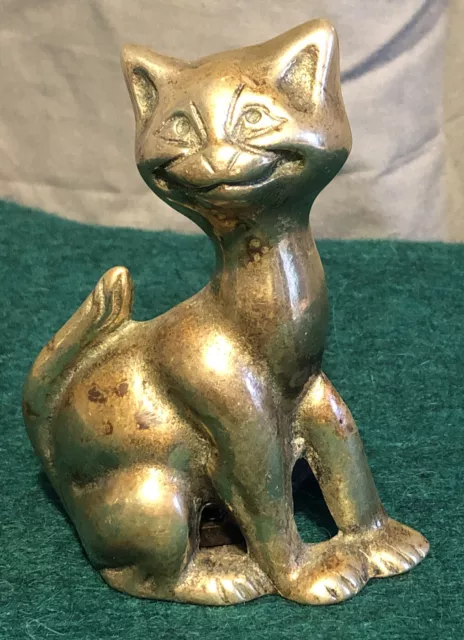 Vintage Peerage Smiling Cheshire Cat Solid Brass Match /Pipe /Candle Holder