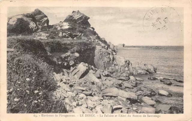 CPA surroundings of Plougasnou LE DIBEN La Falaise et l'Abri du Rescueboat
