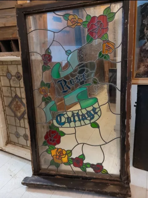 Rose Cottage Leaded Stained Glass Window contemporary Decorative Salvage garden