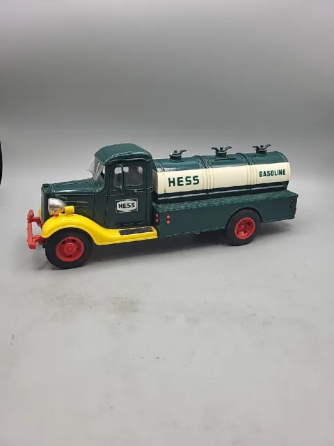 vintage dark green and yellow gasoline hess truck