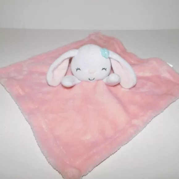 Baby's First Nemcor Pink White Plush Bunny Rabbit Security Blanket Baby Lovey