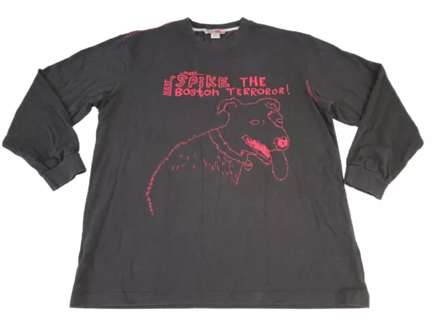ARTFUL DODGER Mens XL Shirt Black Embroidered "Meet Spike The Boston Terroror"