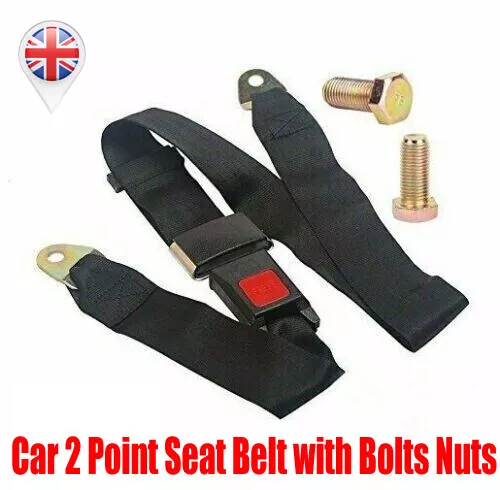 Car 2 Point Seat Belt Harness Safety Lap Strap Adjustable Universal + Bolts Nuts