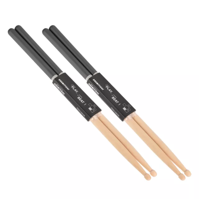 Maple Wood Drumstick 5A Anti Slip Handle Grips Drum Stick Black, 2 Pair