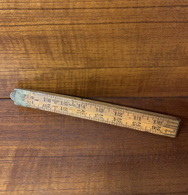 Vintage Stanley Sweetheart Folding Ruler  No. 66 1/2 - 36” Brass & Boxwood Rule