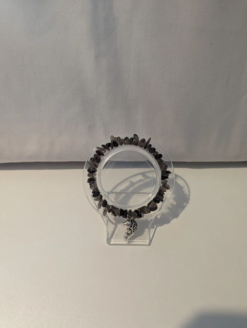 Smokey Quartz Chip Bracelet With Fish Charm