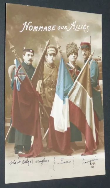 Cpa Carte Postale Guerre 14-18 1915 Patriotique Allies Russie Belgique England