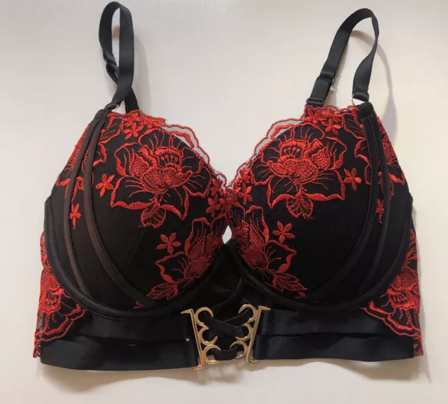 VAMP BRAS N Things Size 8E Navy Blue Lace Underwire Bra $28.00