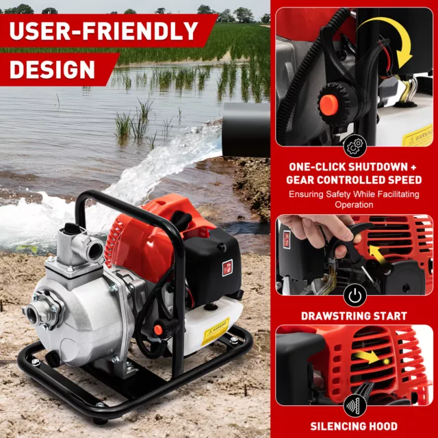 2-Stroke Petrol Water Pump Petrol Engine Flood Drainage Pond Water Transfer Pump