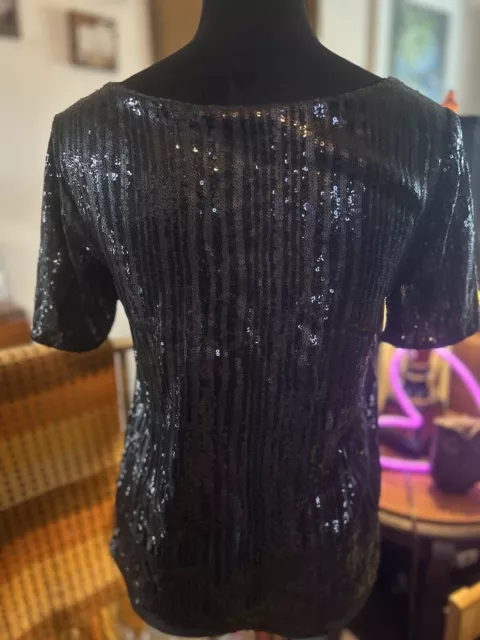 Ella Moss Sequin Womens black Top Size Small 3