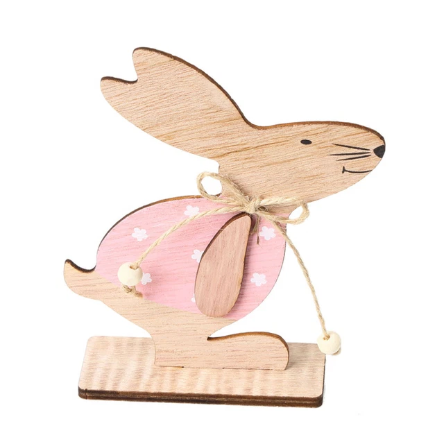 2 stücke Holz Bunny Desktop Decor Set Kreative Nette Schöne Bunny Modell Handwer
