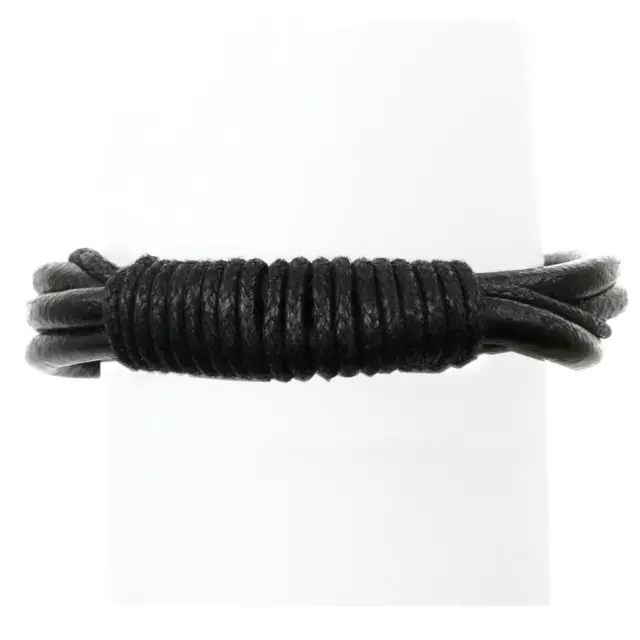 Bracelet Homme ou Femme cuir noir cordon coton taille réglable – style ethnique
