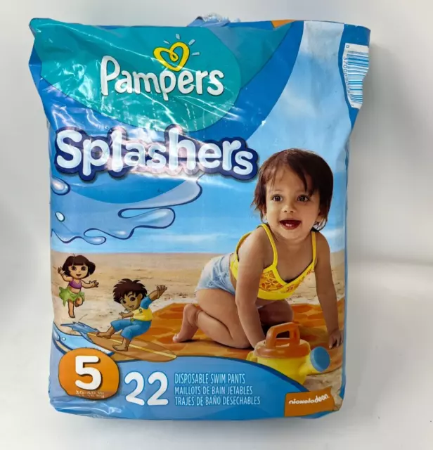 Pampers Splashers Disposable Swim Diapers Size 5 , 22 Count- New/Open Bag