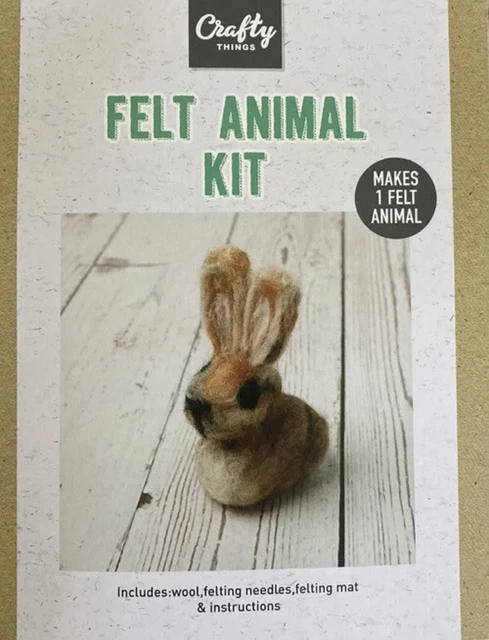 Kit de fieltro de aguja para principiantes - liebre pequeña conejo animal artesanía kit hágalo usted mismo artes fieltro