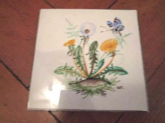Pretty Vintage Decorative Tile Hand Painted