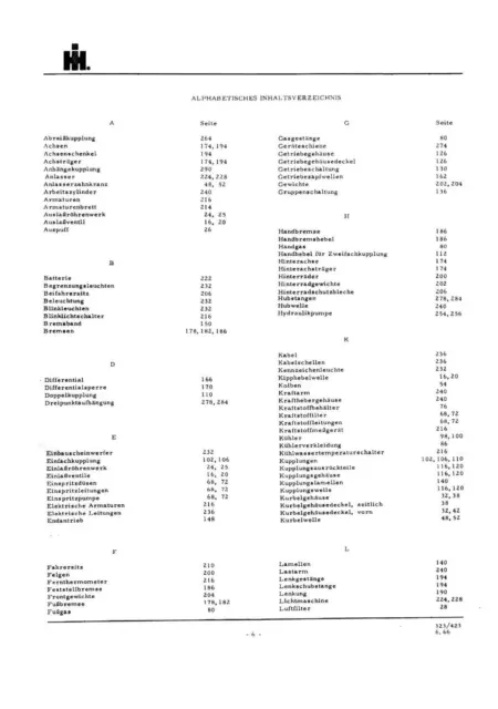 Ersatzteilkatalog IHC 323 423 Ersatzteilliste 2