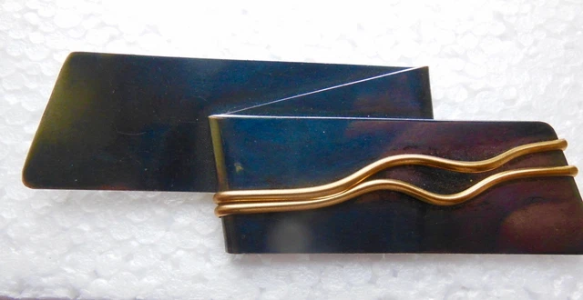 Broche Vintage Années 80 Style Moderniste - Cabochon En Pâte De Verre, Design Graphique - Bijou D'occasion
