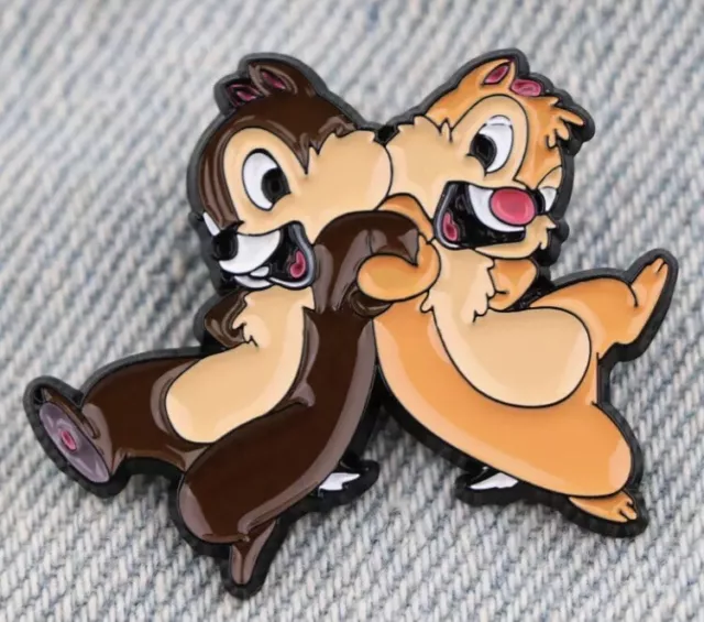 Chip And Dale Chipmunks Metal Enamel Lapel Pin Badge Brooch Rescue Rangers