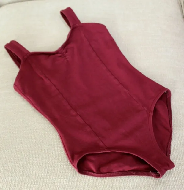 Capezio CRANBERRY LEOTARD sz 8 10 Girls Dance Ballet Fully Lined Maroon Red