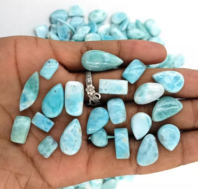 Natural Larimar Lot Loose Gemstone Fancy Cabochon