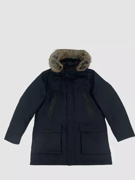 $375 Michael Kors Men's Blue Hooded Bib Snorkel Coat Zip Warm Parka Jacket L