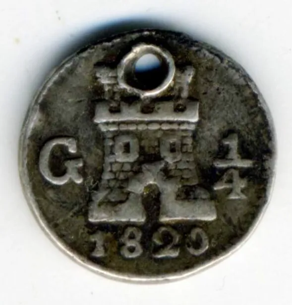 XS- SPANISH COLONIAL GUATEMALA Silver 1/4 Real 1820