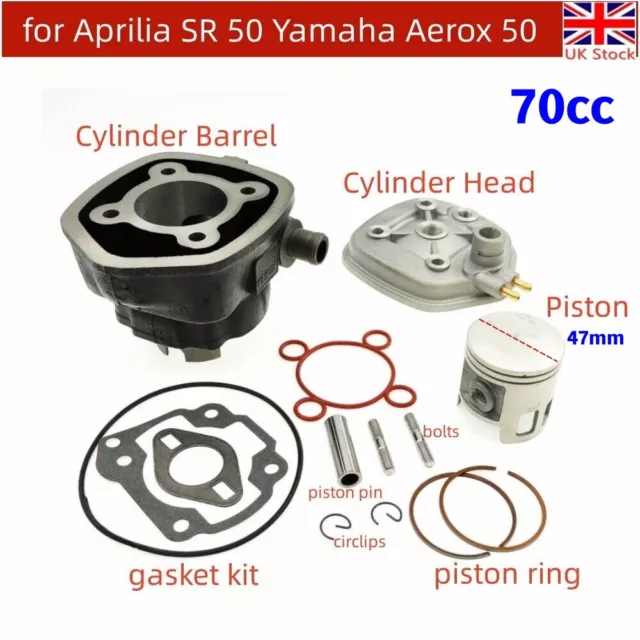 Big Bore 47mm 70cc Cylinder Kit Head + Gasket for Aprilia SR 70 Yamaha Aerox 50