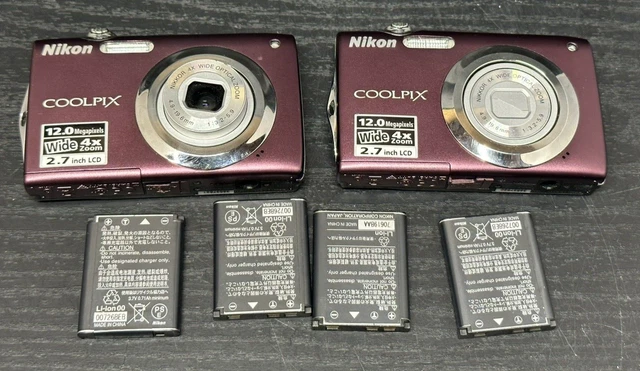 Nikon COOLPIX S3000 12.0MP Digital Cameras Plum LOT of 2 PARTS REPAIR Lens Error