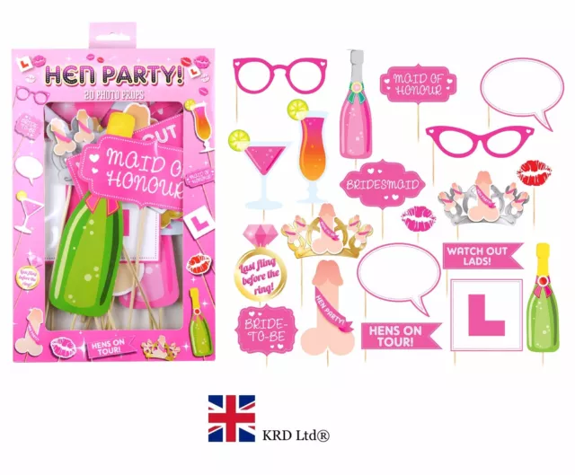 HEN PARTY PHOTO PROPS SET Selfie Booth Night Games Wedding Accessories Kit UK