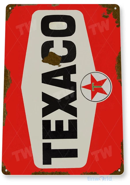 TIN SIGN Texaco Rust Oil Gas Station Sign Auto Shop Garage Pump A644
