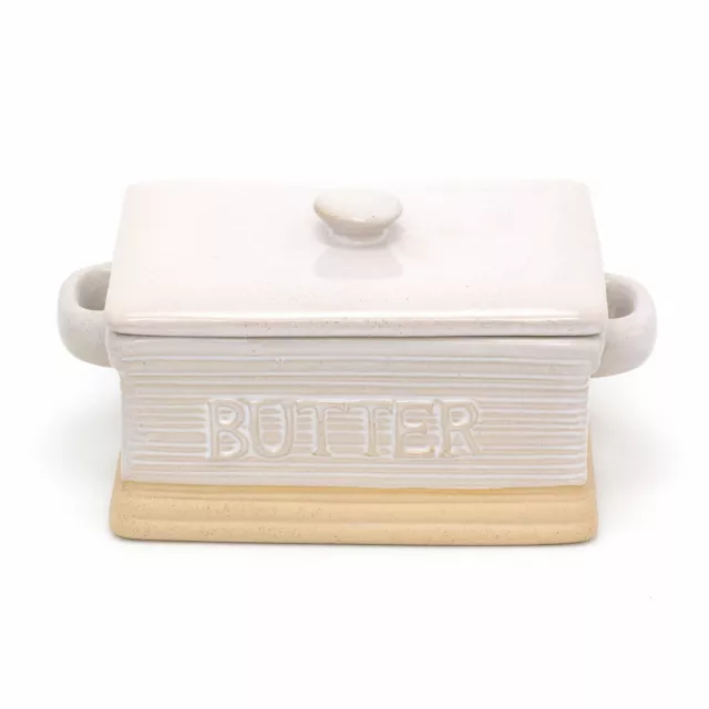 Traditional Stoneware Butter Dish With Lid | Butter Holder Kitchen Storage